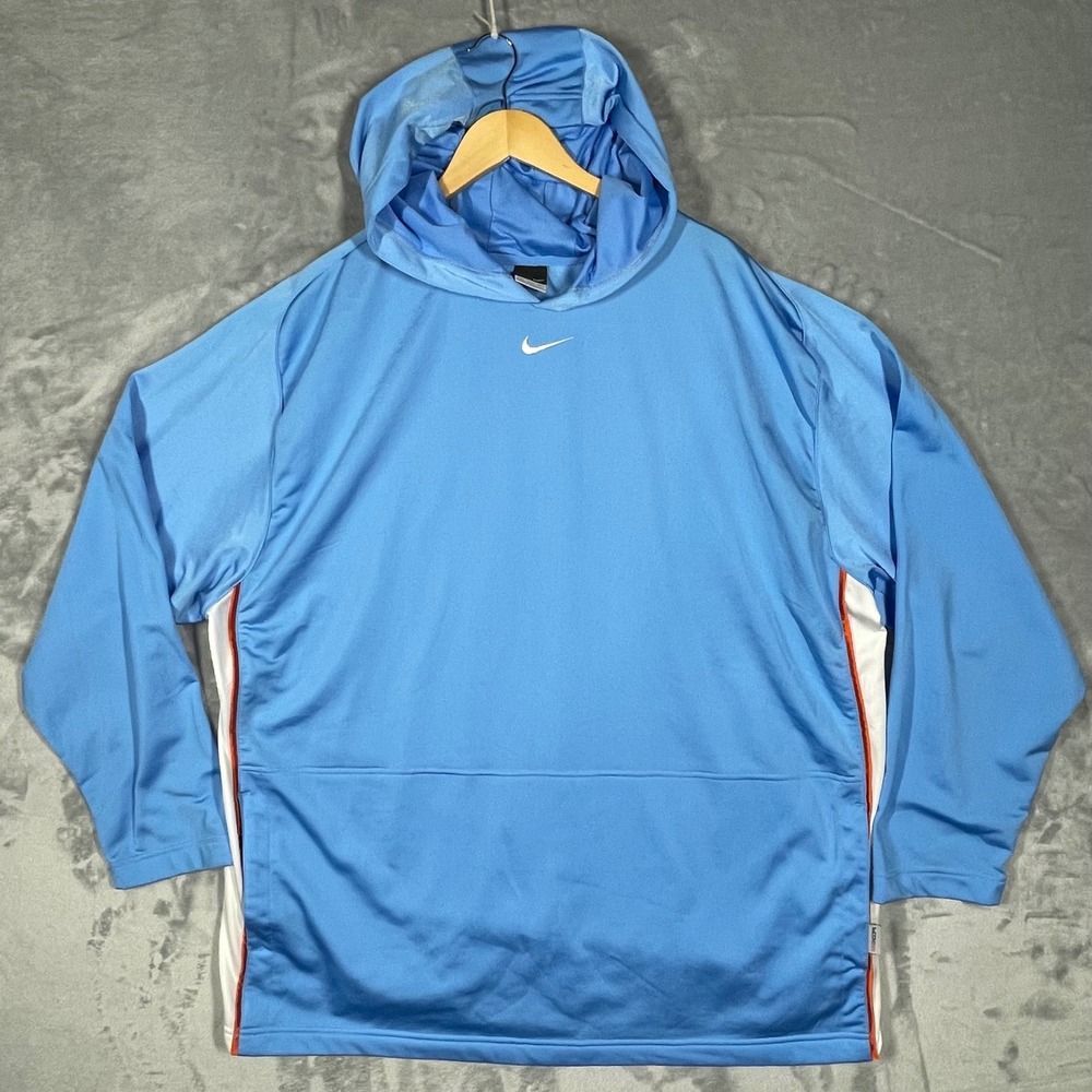 Nike Hoops Mens 4XL Light Blue Basketball Pullover Hoodie Swoosh 4 Vintage
